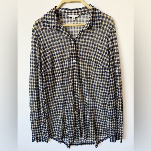 Cabi Sheer Long Sleeve Button Down Top - Picture 2 of 8